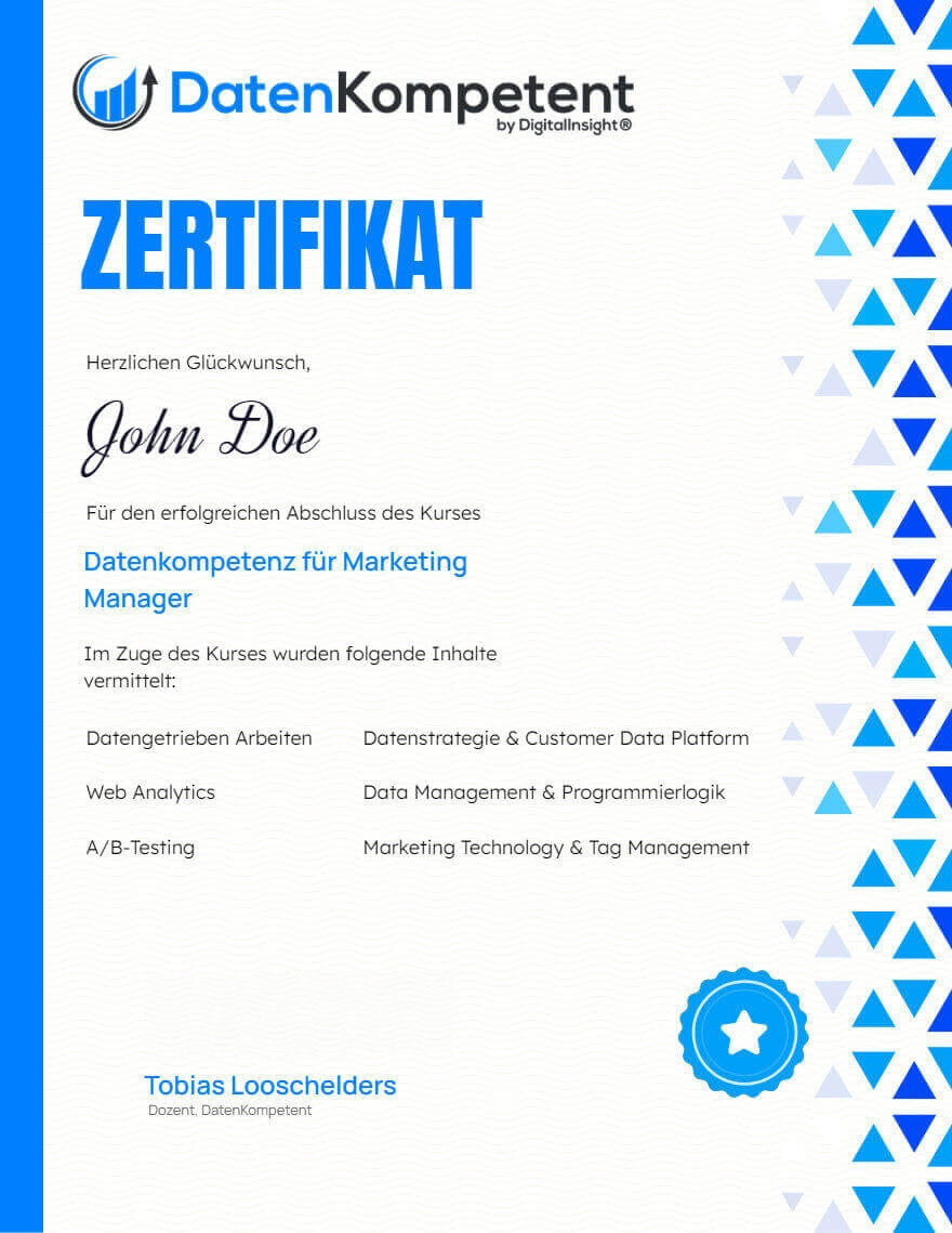 Datenkompetenz für Marketing Manager_Zertifikat